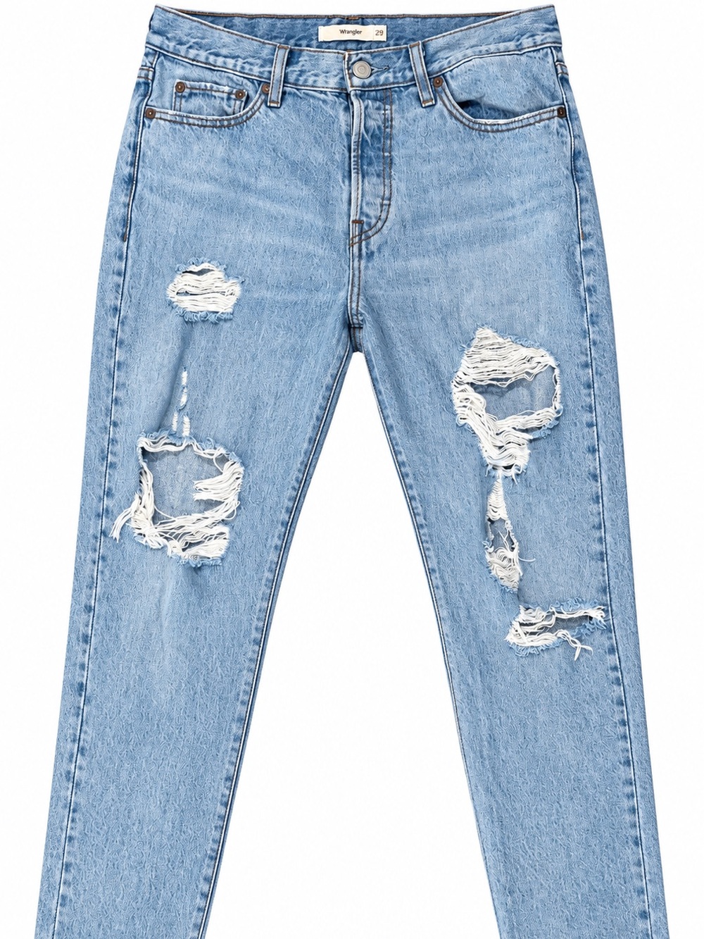 Levi’s Premium Wedgie Jeans 29 High Rise Distressed Ripped Raw Hem Light Wash